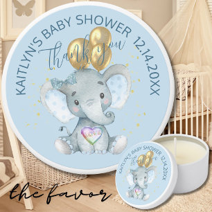 Cute Elephant Baby Boy Shower Favor  Mini Candle Favors