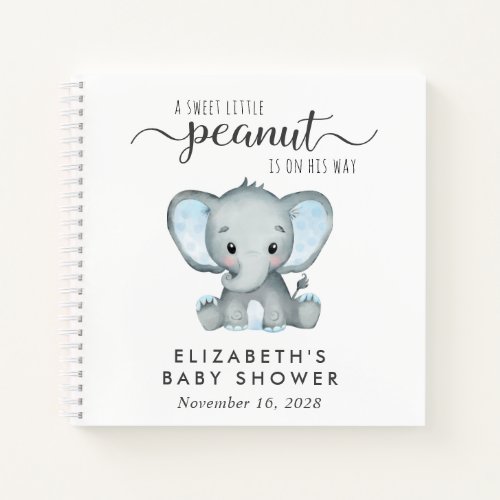 Cute Elephant Baby Boy Shower Guest Book
