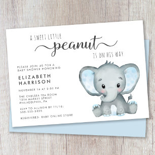 Cute Elephant Baby Boy Shower Invitation
