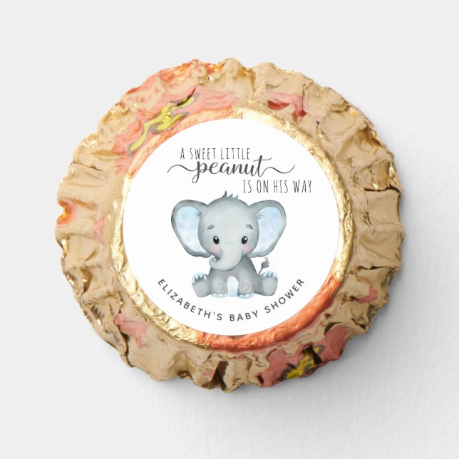 Cute Elephant Baby Boy Shower Reese's Peanut Butter Cups (Front)