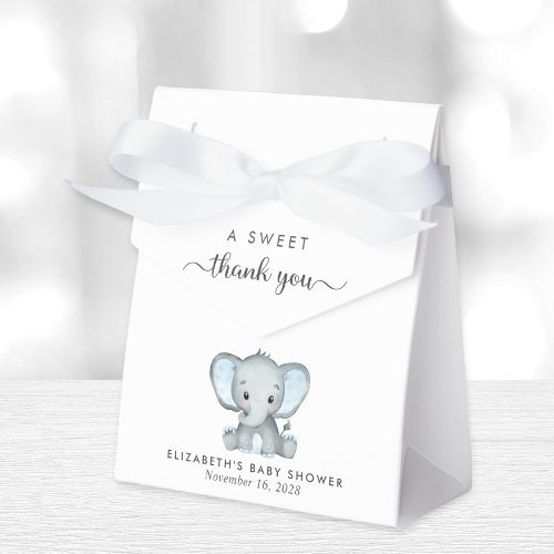 Cute Elephant Baby Boy Shower Thank You Favor Boxes