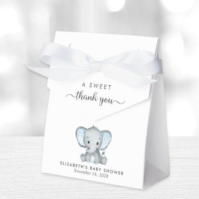 Cute Elephant Baby Boy Shower Thank You Favor Boxes (Creator Uploaded)