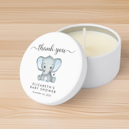 Cute Elephant Baby Boy Shower Thank You
