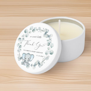 Cute Elephant Baby Boy Shower Thank You Mini Candle Favors