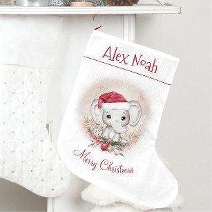 Cute Elephant Baby First Christmas Stocking