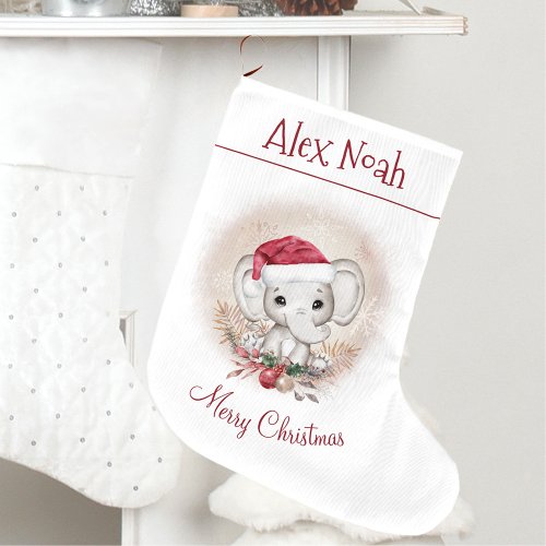 Cute Elephant Baby First Christmas Stocking