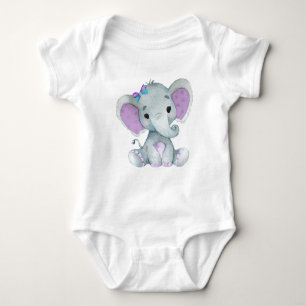 Cute elephant baby girl bodysuit