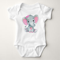 Cute elephant baby girl bodysuit pink rustic Cute elephant baby girl bodysuit pink rustic