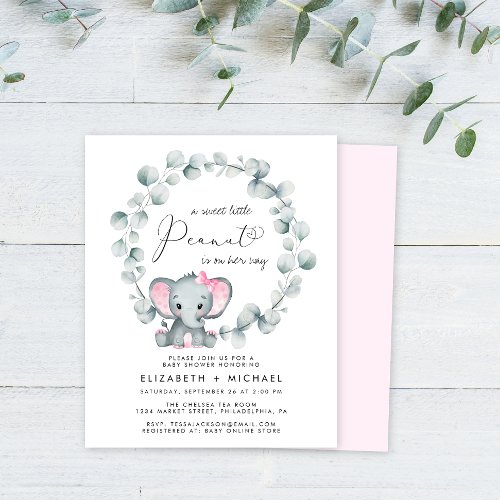 Cute Elephant Baby Girl Couples Shower Invitation