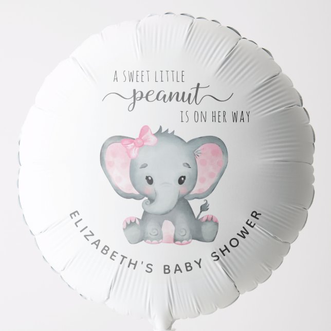 Cute Elephant Baby Girl Shower Balloon (Front)