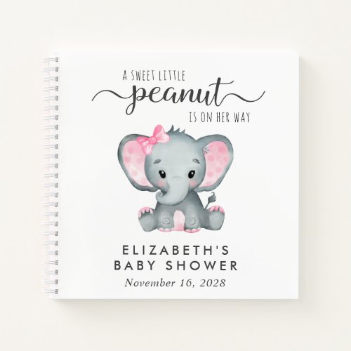 Cute Elephant Baby Girl Shower Guest Book