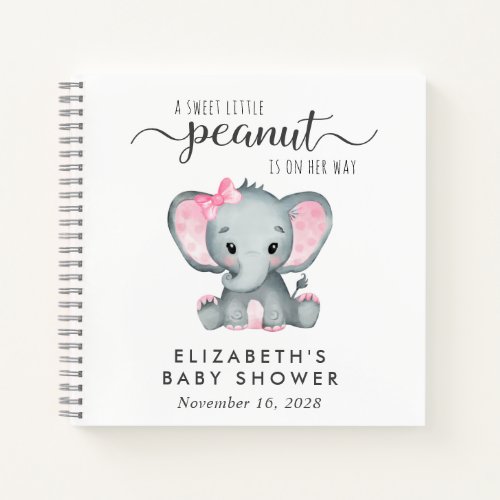 Cute Elephant Baby Girl Shower Guest Book