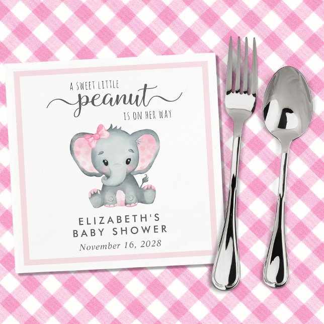 Cute Elephant Baby Girl Shower Napkins (Creator Uploaded)