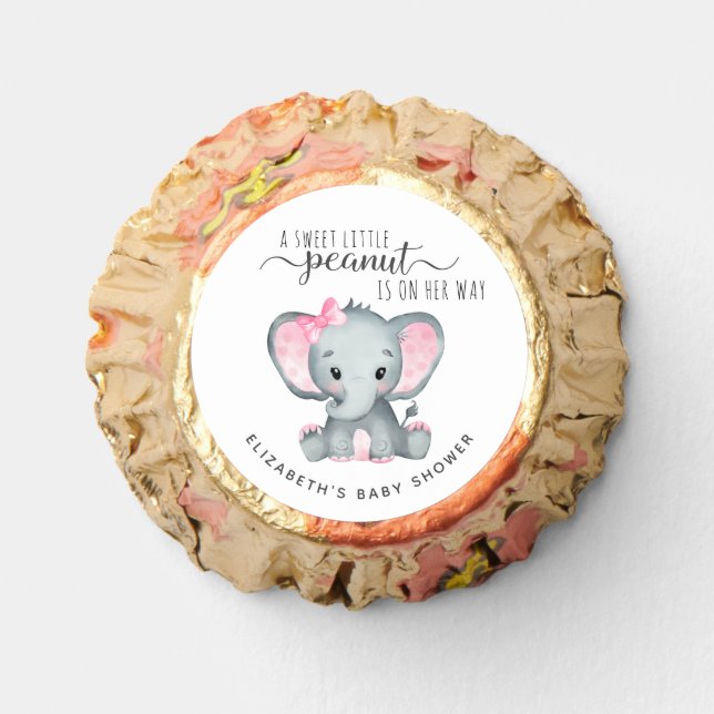 Cute Elephant Baby Girl Shower Reese's Peanut Butter Cups (Front)