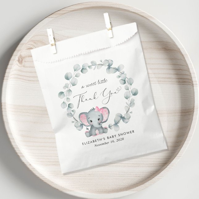 Cute Elephant Baby Girl Shower Thank You Favor Bag (Creator Uploaded)