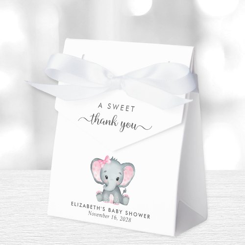 Cute Elephant Baby Girl Shower Thank You Favor Boxes