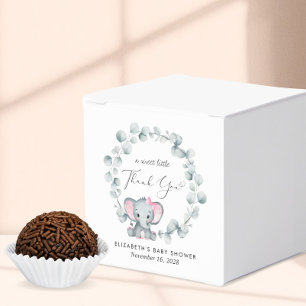 Cute Elephant Baby Girl Shower Thank You Favor Boxes