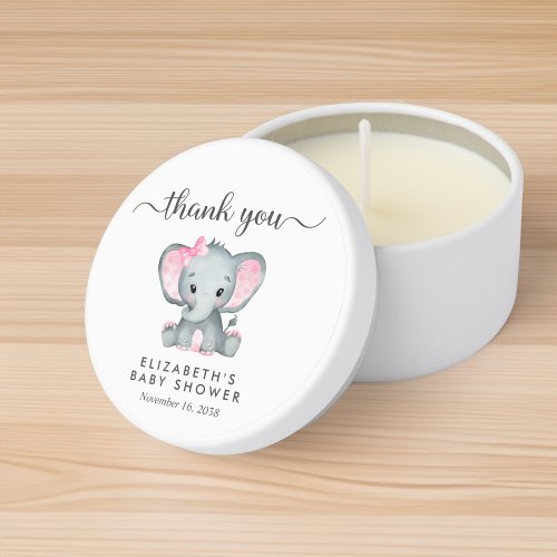 Cute Elephant Baby Girl Shower Thank You