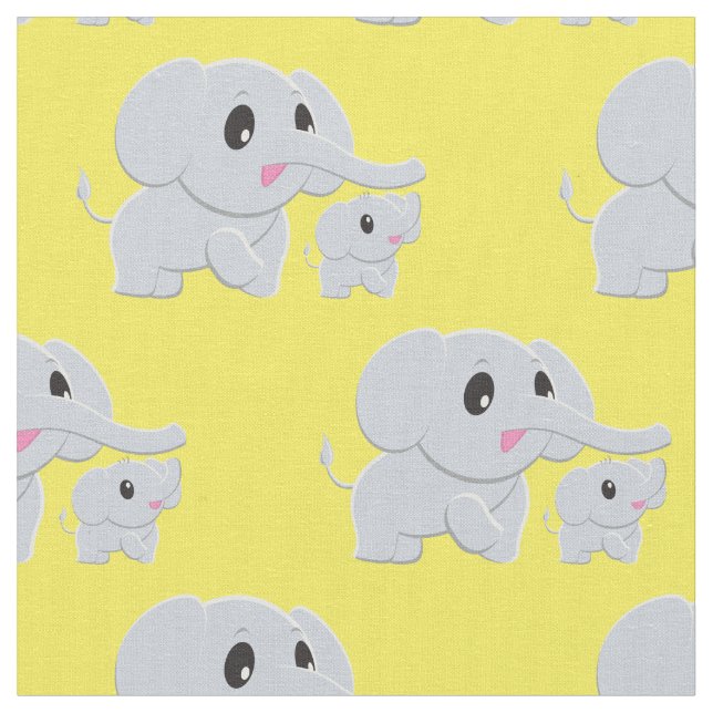 Cute Elephant Baby Nursery Decor Fabric (Close Up)