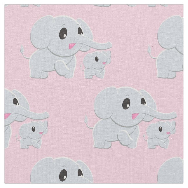 Cute Elephant Baby Nursery Decor Fabric (Close Up)