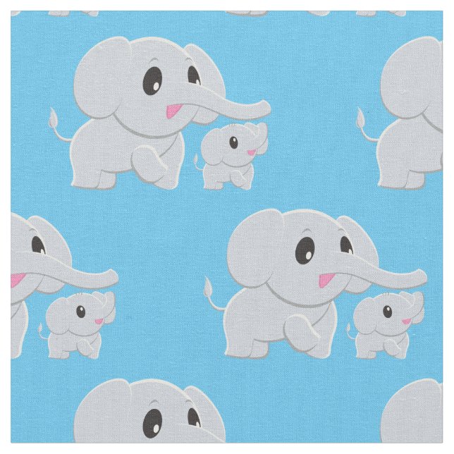 Cute Elephant Baby Nursery Decor Fabric (Close Up)