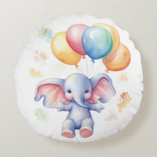 Cute Elephant Baby Round Cushion Comfort and Cute Round Pillow