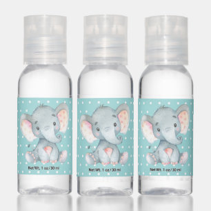 Cute Elephant Baby Shower Aqua Hand Sanitizer