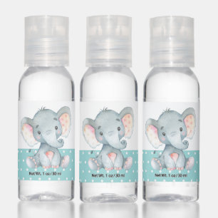 Cute Elephant Baby Shower Aqua Hand Sanitizer