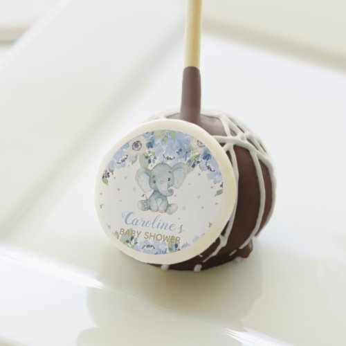 Cute Elephant Baby Shower Birthday Blue Floral Cake Pops