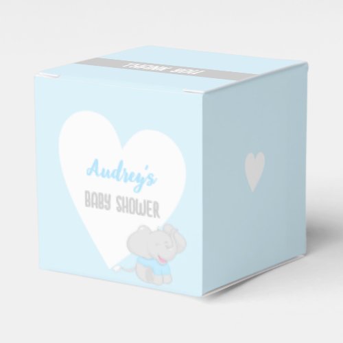 Cute Elephant Baby Shower Blue Favor Box