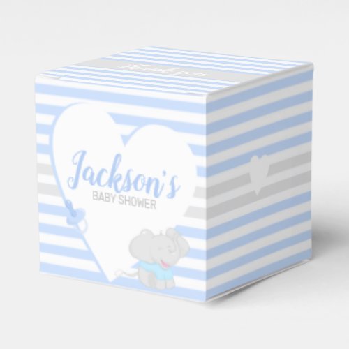 Cute Elephant Baby Shower Blue Favor Box