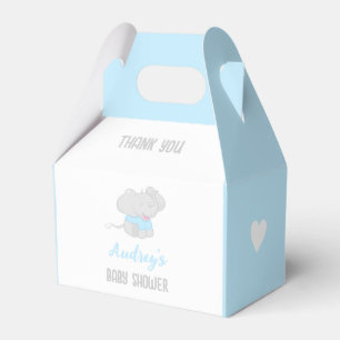 Cute Elephant Baby Shower Blue Favor Box