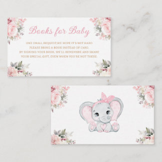Cute elephant baby shower books for baby enclosure card