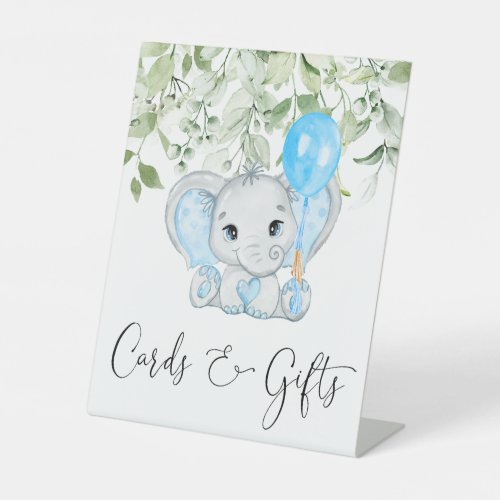 Cute Elephant Baby Shower Boy Cards And Gifts Pedestal Sign