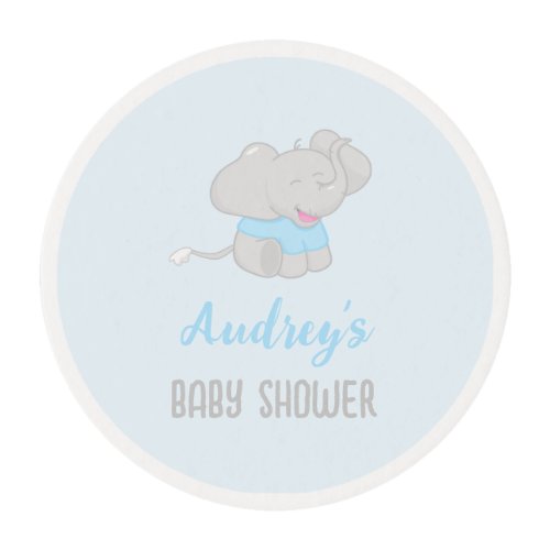 Cute Elephant Baby Shower Boy Edible Frosting Rounds