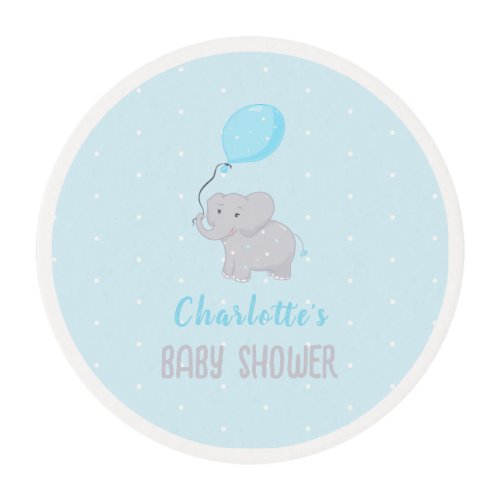 Cute Elephant Baby Shower Boy Edible Frosting Rounds