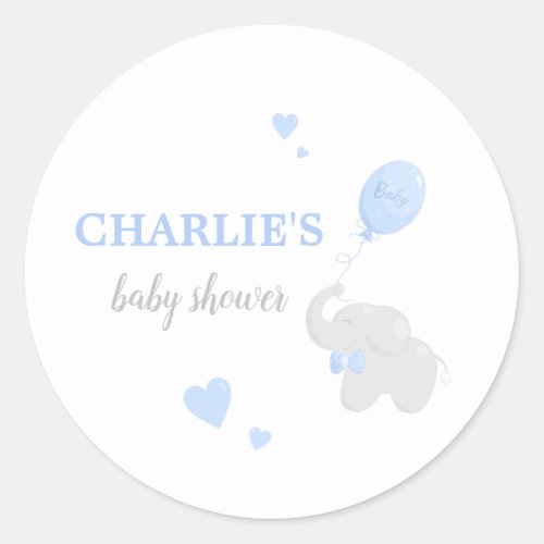 Cute Elephant Baby Shower Boy Sticker