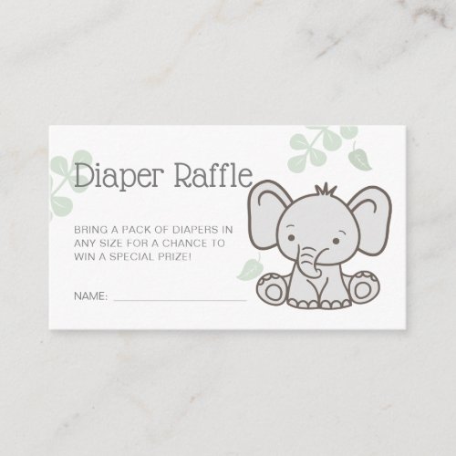 Cute Elephant Baby Shower Diaper Raffle Enclosure Card