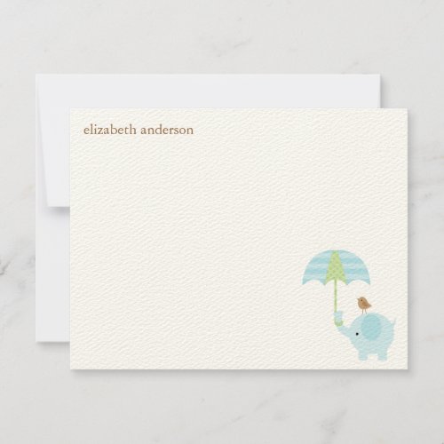 Cute Elephant Baby Shower Flat Thank You Cards