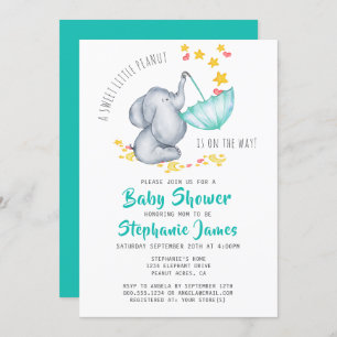 Cute Elephant Baby Shower Gender Neutral Invitation