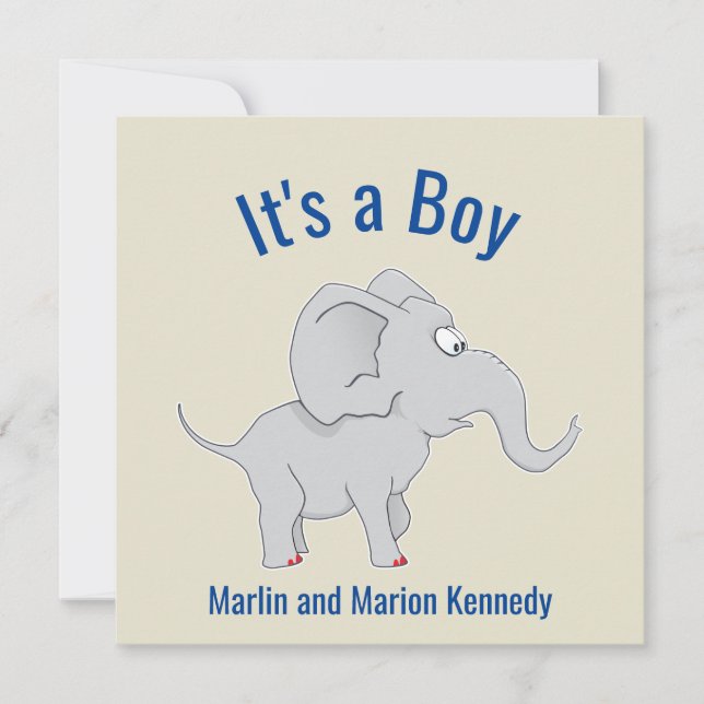 Cute Elephant Baby Shower Gender Reveal Invitation (Front)