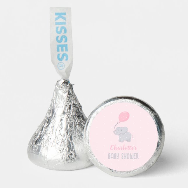 Cute Elephant Baby Shower Girl Hershey®'s Kisses® (Front)