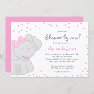 Cute Elephant Baby Shower Girl 🎀 🐘 Invitation