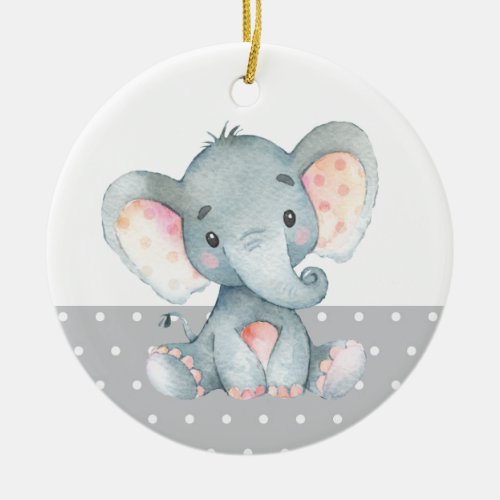 Cute Elephant Baby Shower Gray Ceramic Ornament