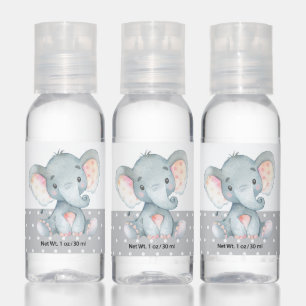 Cute Elephant Baby Shower Gray Hand Sanitizer