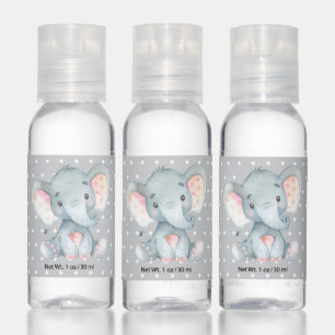 Cute Elephant Baby Shower Gray Hand Sanitizer