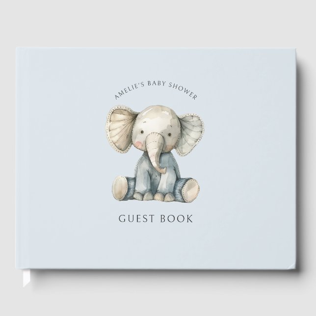 Cute Elephant Baby Shower Guest Book (Front)