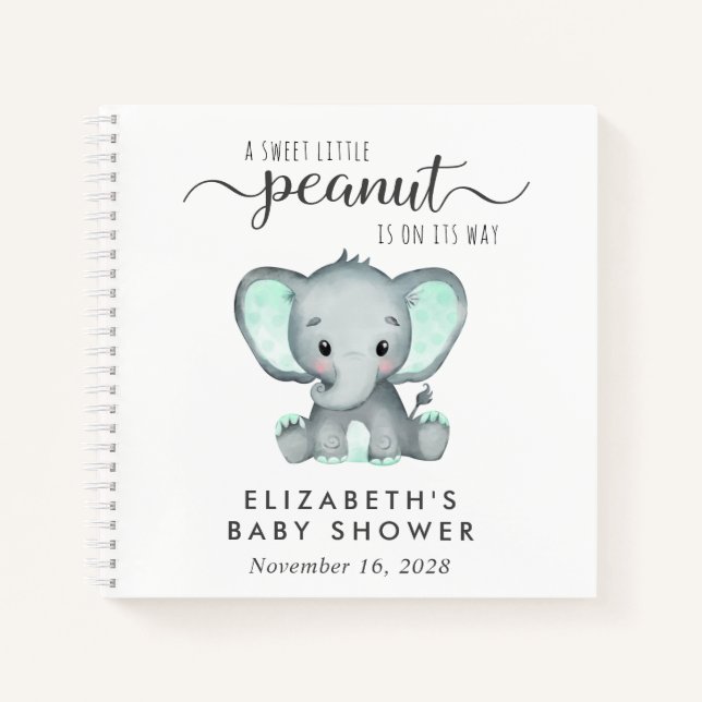 Cute Elephant Baby Shower Guest Book (Front)