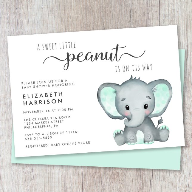 Cute Elephant Baby Shower Invitation (Creator Uploaded)
