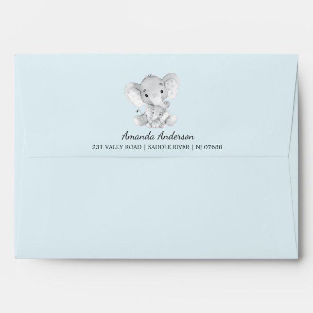 Cute Elephant Baby Shower Invitation Envelope (Back (Top Flap))